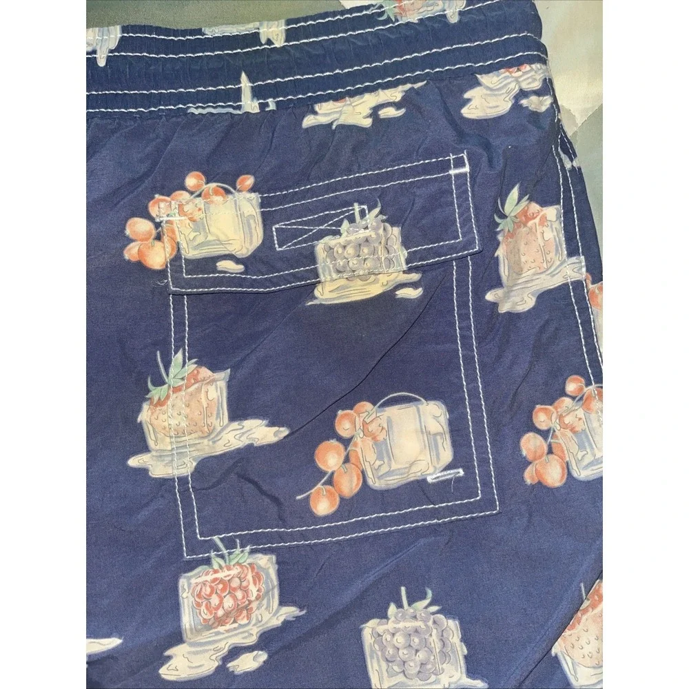 Vilebrequin Mens Size XL Blue Frozen Fruit Ice Swim Trunks Lined